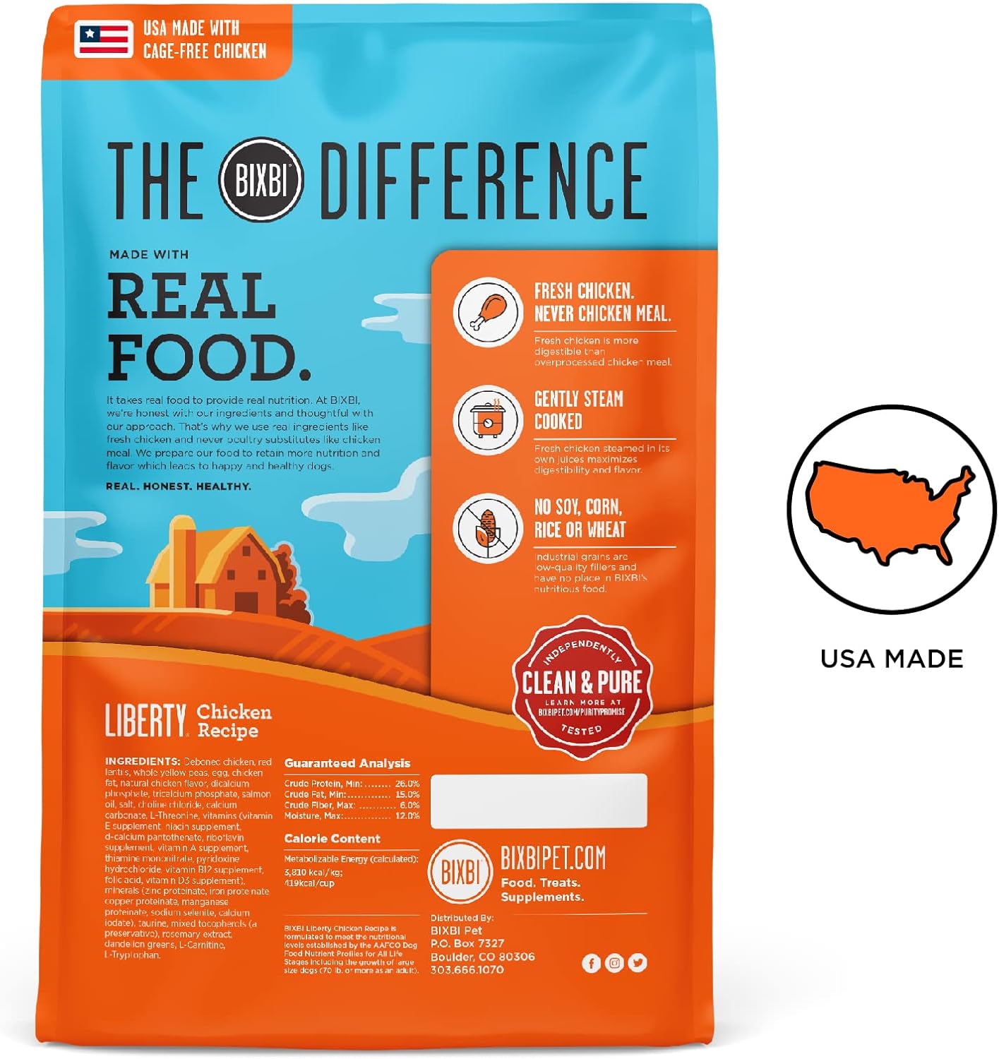 BIXBI Liberty Grain Free Dry Dog Food, Chicken Recipe, 22 lbs - Fresh Meat, No Meat Meal, No Fillers for Easy Digestion - USA Made