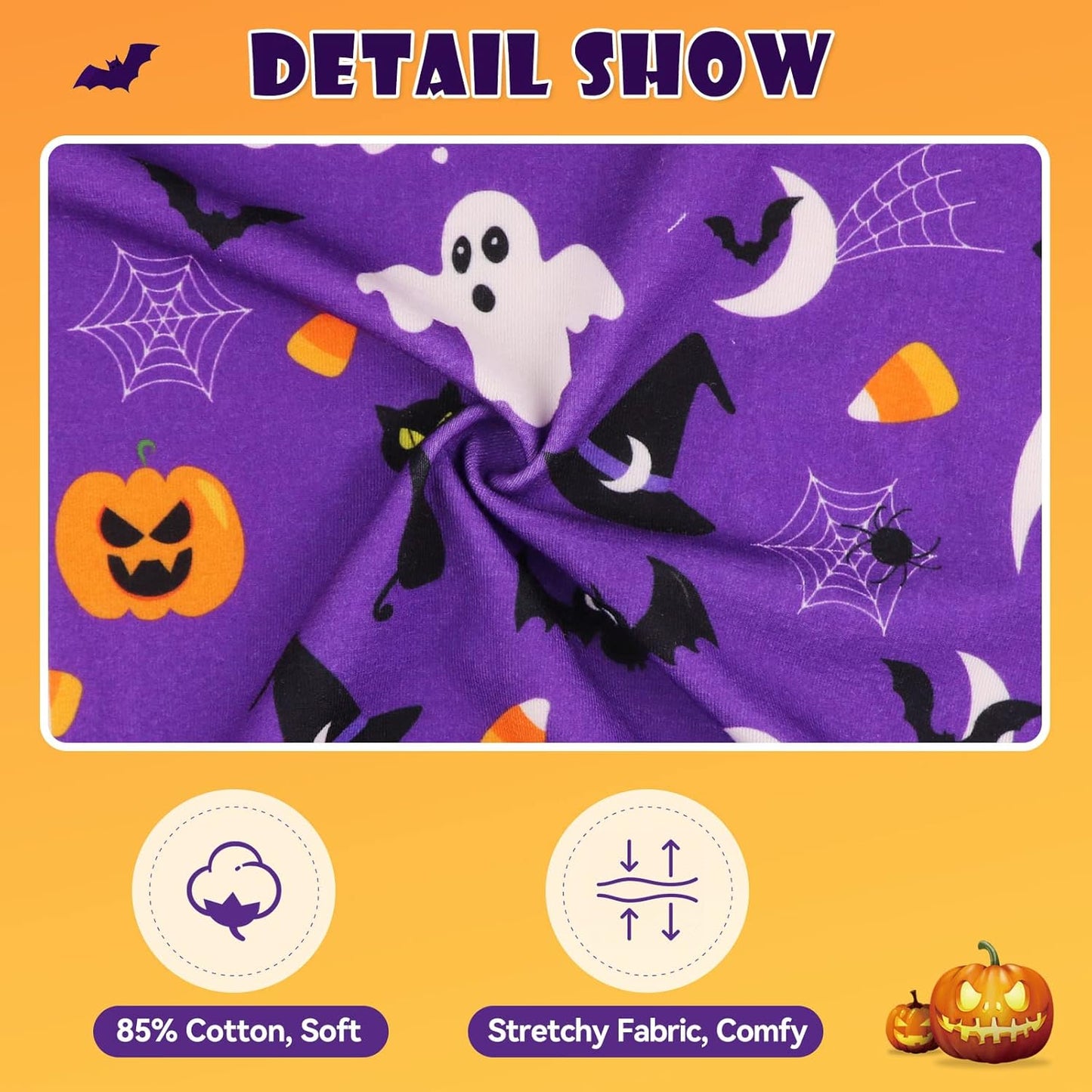 Dog Halloween Pajamas Dog Costumes Pjs Stretchy Funny Costumes Pet Clothes Outfit Pajamas for Small Dogs Puppy Cat(XS)