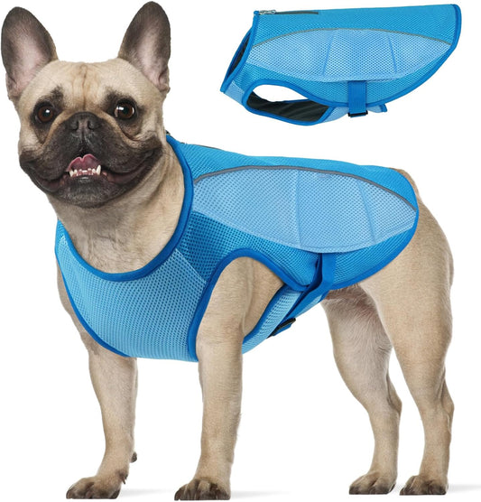 ROZKITCH Dog Cooling Vest, Evaporation Cooler Jacket with Adjustable Buckle for Outdoor Hunt Camp Training Reflective Design for Summer, UV Protection Dog Cooling Jacket Blue M