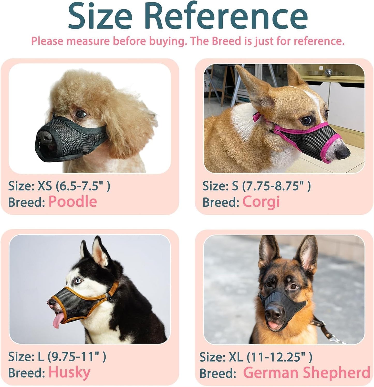 LUCKYPAW Dog Muzzle, Mesh Muzzle for Large Medium Small Dogs, Soft Mouth Guard for Biting Chewing, Breathable Mouth Guard with Adjustable Strap for Training(Brown, XL(Snout:11"-12.25"))