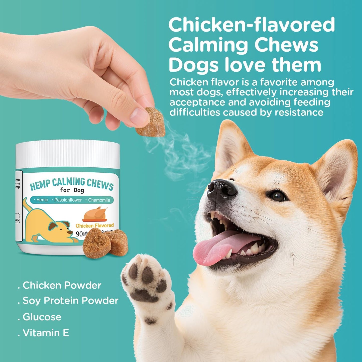 Tekola Hemp Calming Chews for Dogs Anxiety Relief Dog Calming Chews Natural Ingredients Dog Calming Aid with Separation, Barking and Sleeping, Promote Relaxation, Reduce Stress