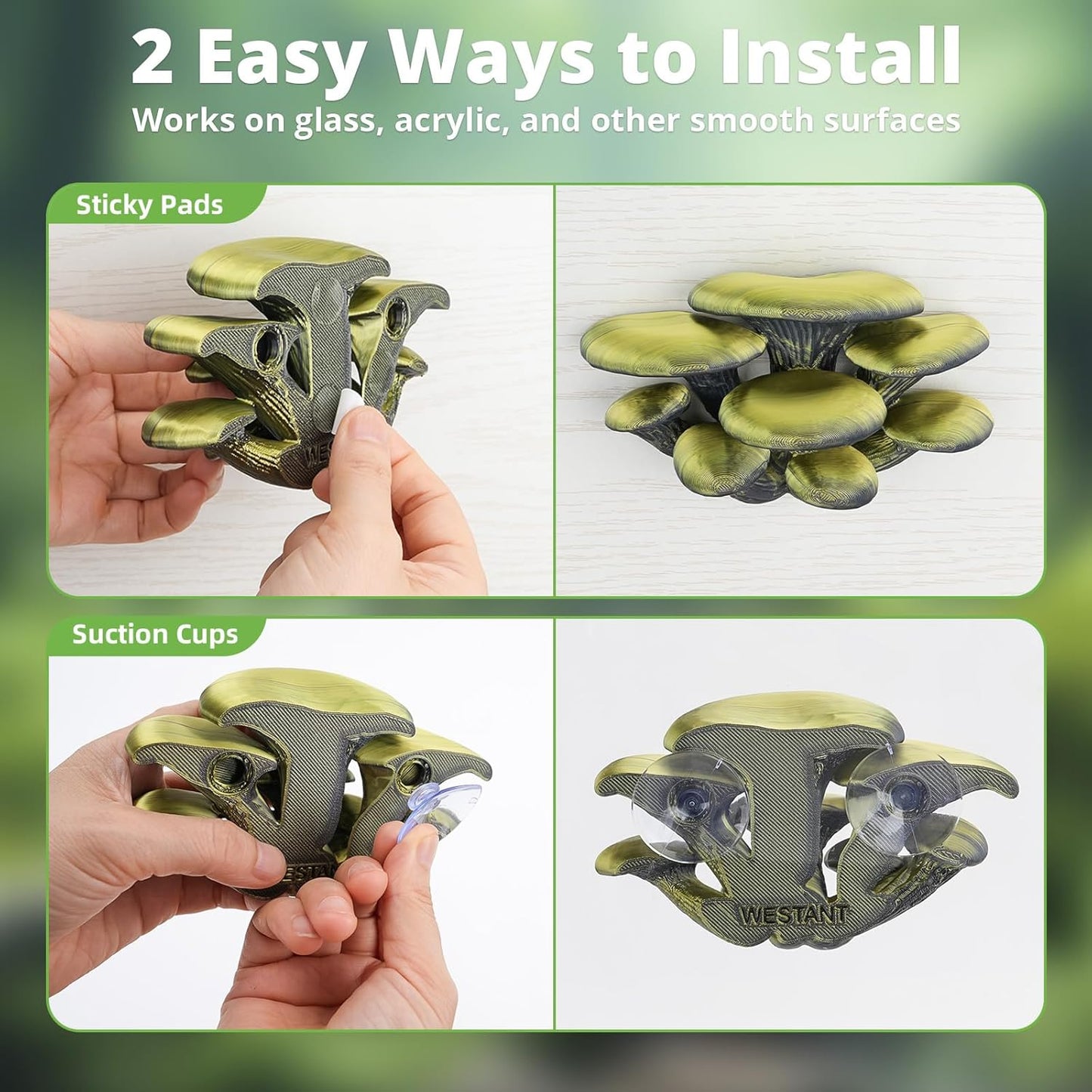 Mushroom Decor for Reptile Tank, Fish Tank, Pet-Safe Bearded Dragon Tank Accessories, Realistic Terrarium Plants for Leopard Geckos, Crested Geckos, Tree Frogs, Snakes (Almond, Cluster Cap)