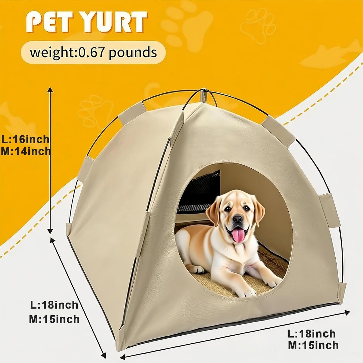 BreezyDen Pop-Up Pet Tent – Portable Hideaway for Cats & Small Dogs, Portable Indoor/Outdoor Pet Tent House with Mesh Window, Waterproof, Breathable, Scratch-Resistant, Fully Washable (Brown,L)