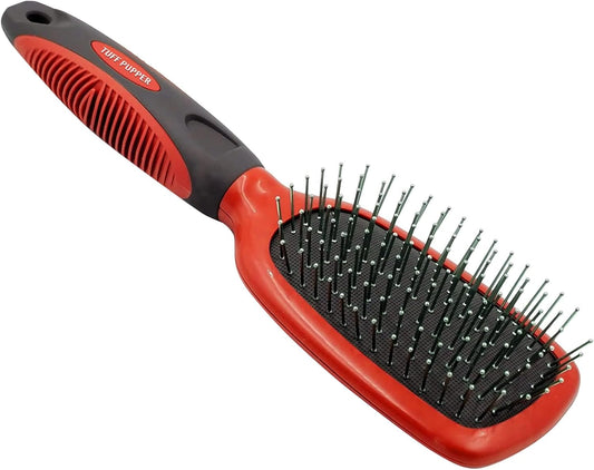 Tuff Pupper Stainless Steel Pin Brush for Long or Short Hair Pets - Detangling & Dematting Undercoat Brush for Dogs, Cats, and All Pets