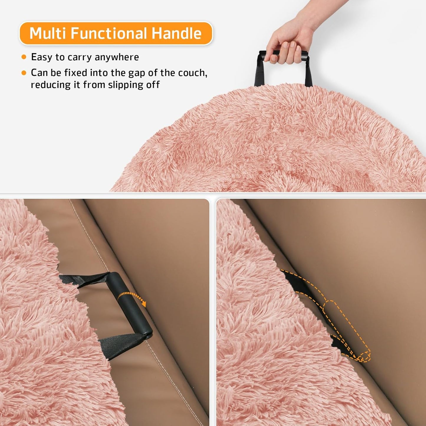 GGIB Calming Dog Bed Fluffy Plush Dog Mat for Furniture Protector with Removable Washable Cover for Large Medium Small Dogs and Cats (Medium, Pink)