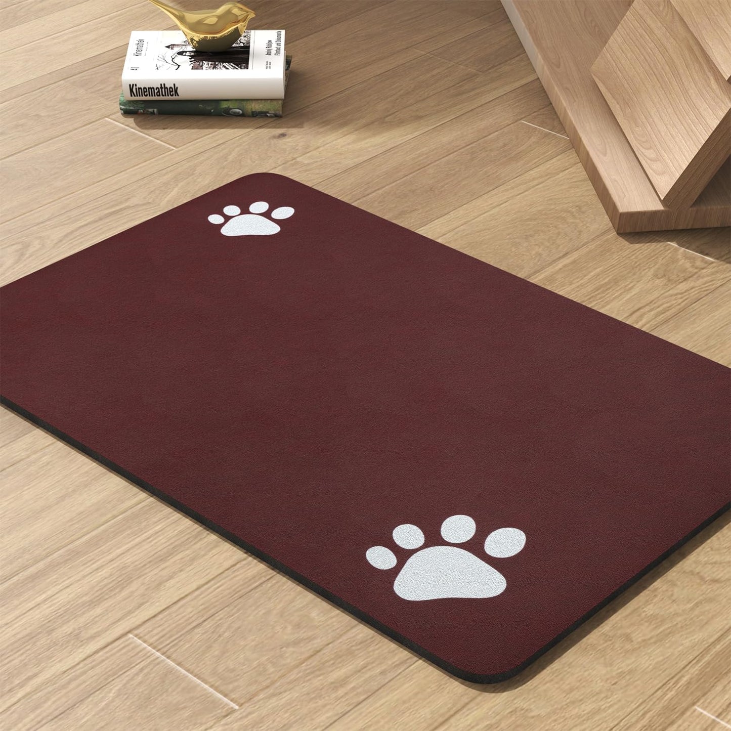 Pet Feeding Mat-Absorbent Dog Mat for Food and Water Bowl-No Stains Quick Dry Water Dispenser Mat-Dog Accessories Pet Supplies-Bowl for Messy Drinkers（RED,23"x34"