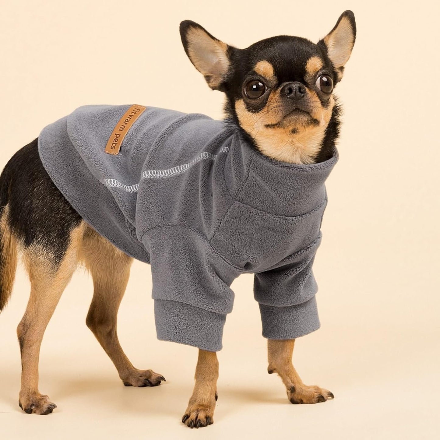 Fitwarm 3 Pack Classic Fleece Sweater, Turtleneck Sweatshirt, Winter Clothes for Small Dogs, Pet Pullover Jumper, Cat Apparel, Black, Grey, White, XXL