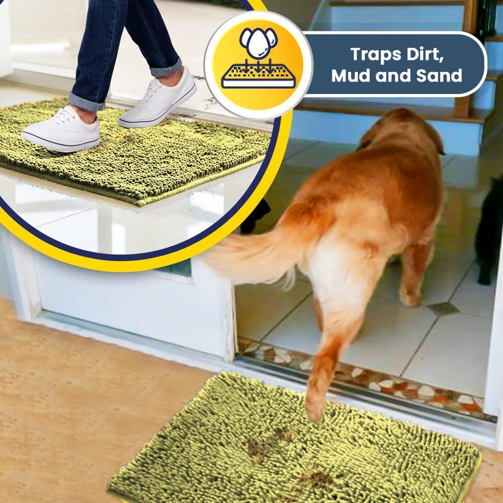 Muddy Mat® Shown on TV – Super Absorbent Door Mat Indoor, Microfiber Quick Dry Chenille Entryway Rug, Non-Slip Front Door Mat, Indoor Mats for Entryway, Machine Washable Pet Rug, Yellow 24"x36"
