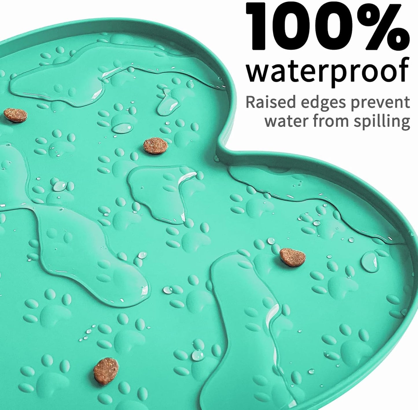 Dog Food Mat Anti-Slip Silicone Dog Bowl Mat Thicker Pet Placemat Waterproof Cat Feeder Pad with Raised Edge Puppy Kitten Feeding Mats Suitable Small Medium-Sized Dogs Cats Eating Tray