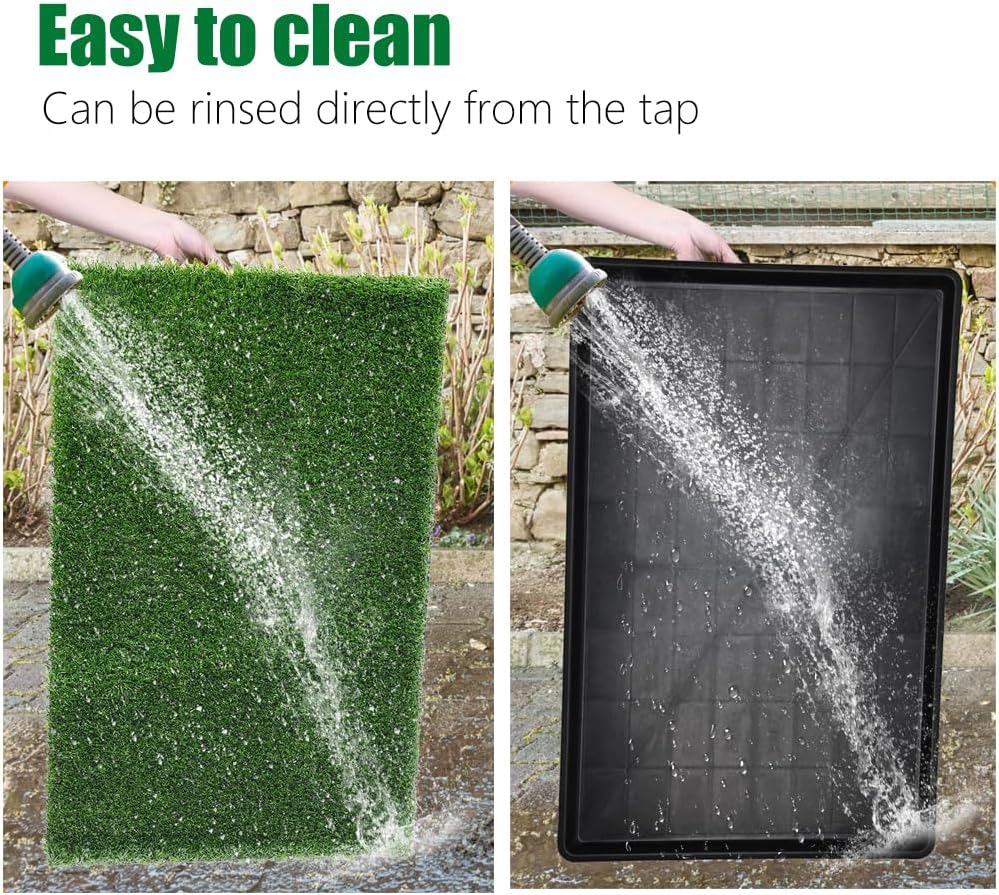 Artificial Grass Dog Grass Pad with Tray, Reusable Pet Urinal Pads for Training, 4 Layers Washable Bathroom Balcony Indoor Dog Potty (M-20×25")