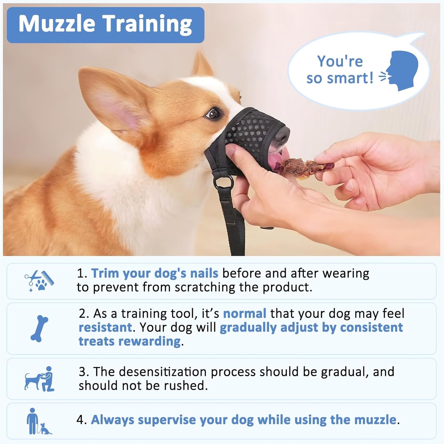 LUCKYPAW Soft Muzzle for Medium Large Sized Dogs Beagle Labrador German Shepherds, Dog Muzzle to Prevent Biting Chewing, Adjustable Breathable Mouth Guard for Grooming Walking Training(Black, M)