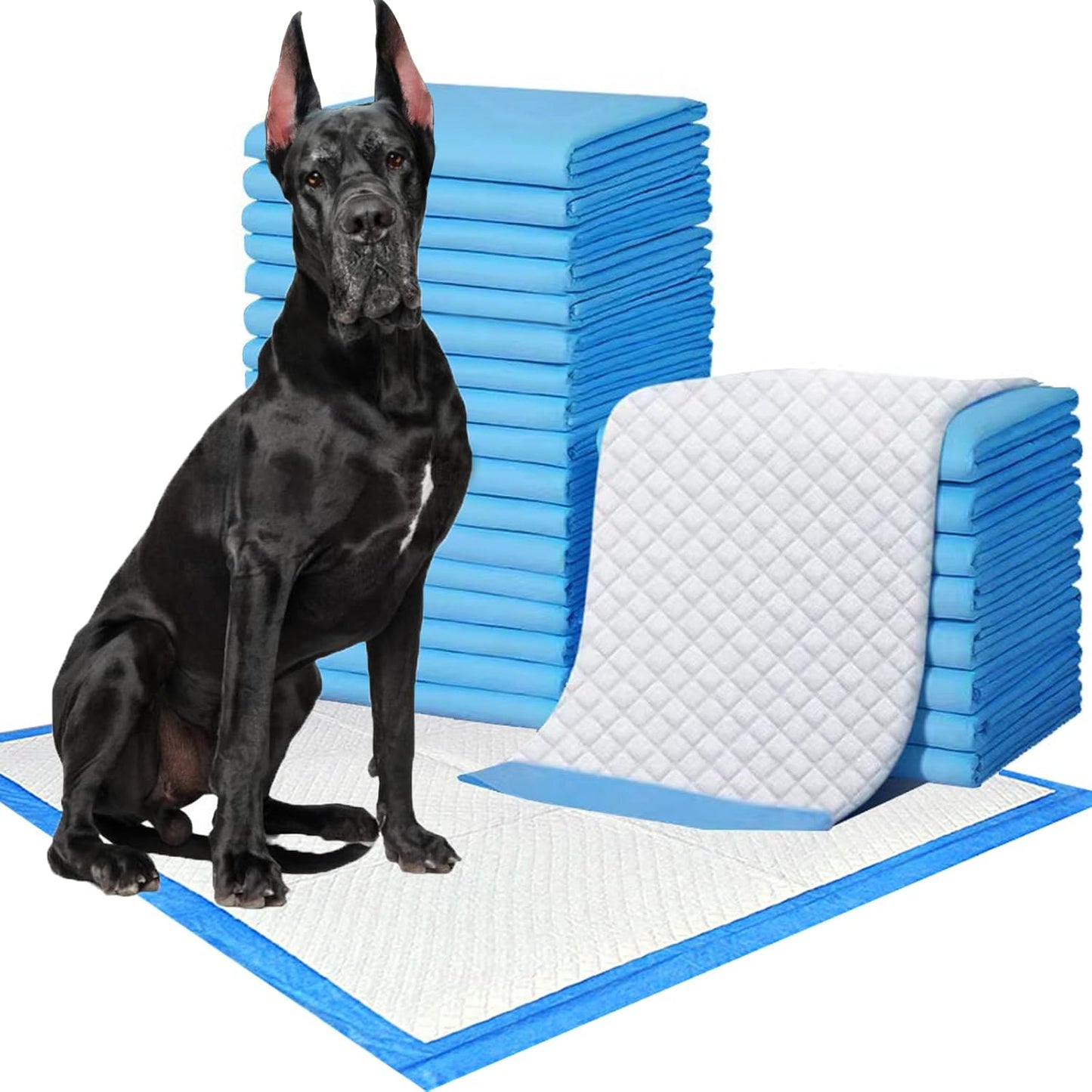 NEZO Dog and Puppy Premium Training Pads, Extra Large 34 x 46 inch - 90 Count Pee Pads with 6 Layer Leak-Proof and Super Absorbent