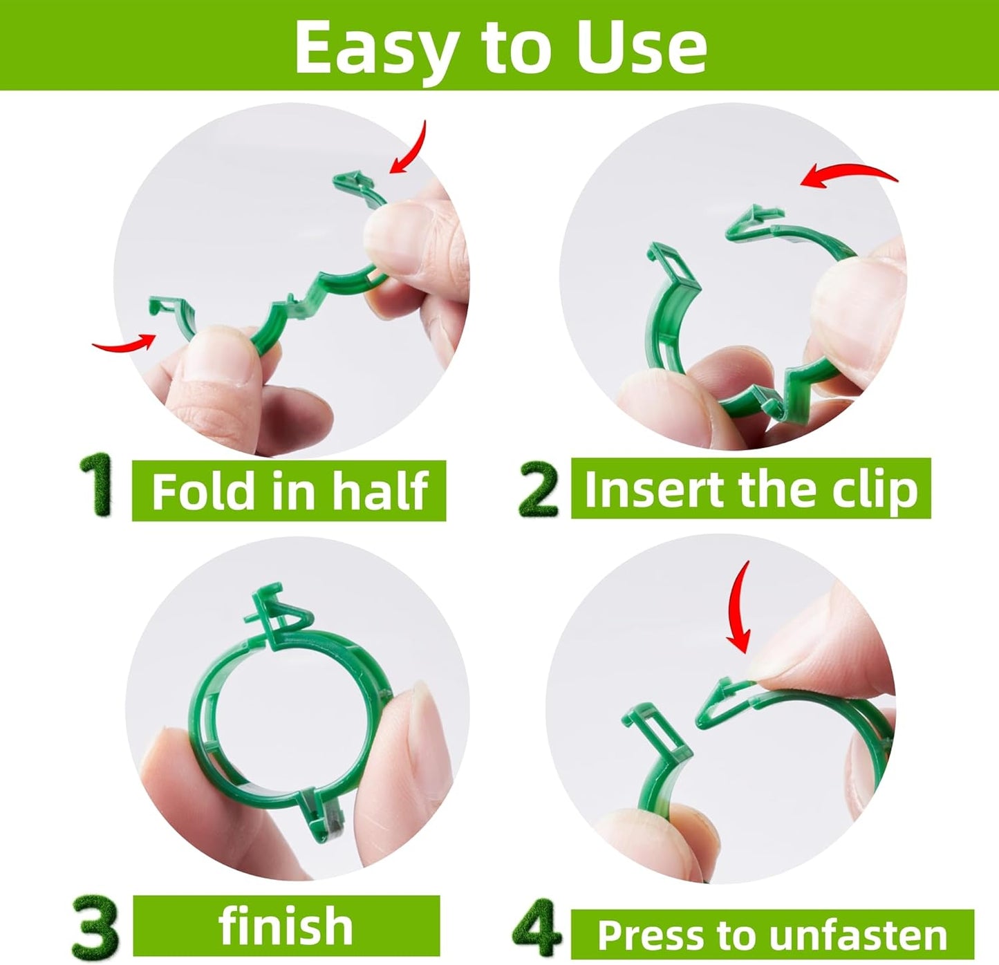 200 Pcs Plant Support Clips,Plastic Clips for Securing Plants,Tomato Vine Clips,Plant Fixing Clips,Garden Clips for Climbing Plants,Grape and Vine Vegetables (200, Green)