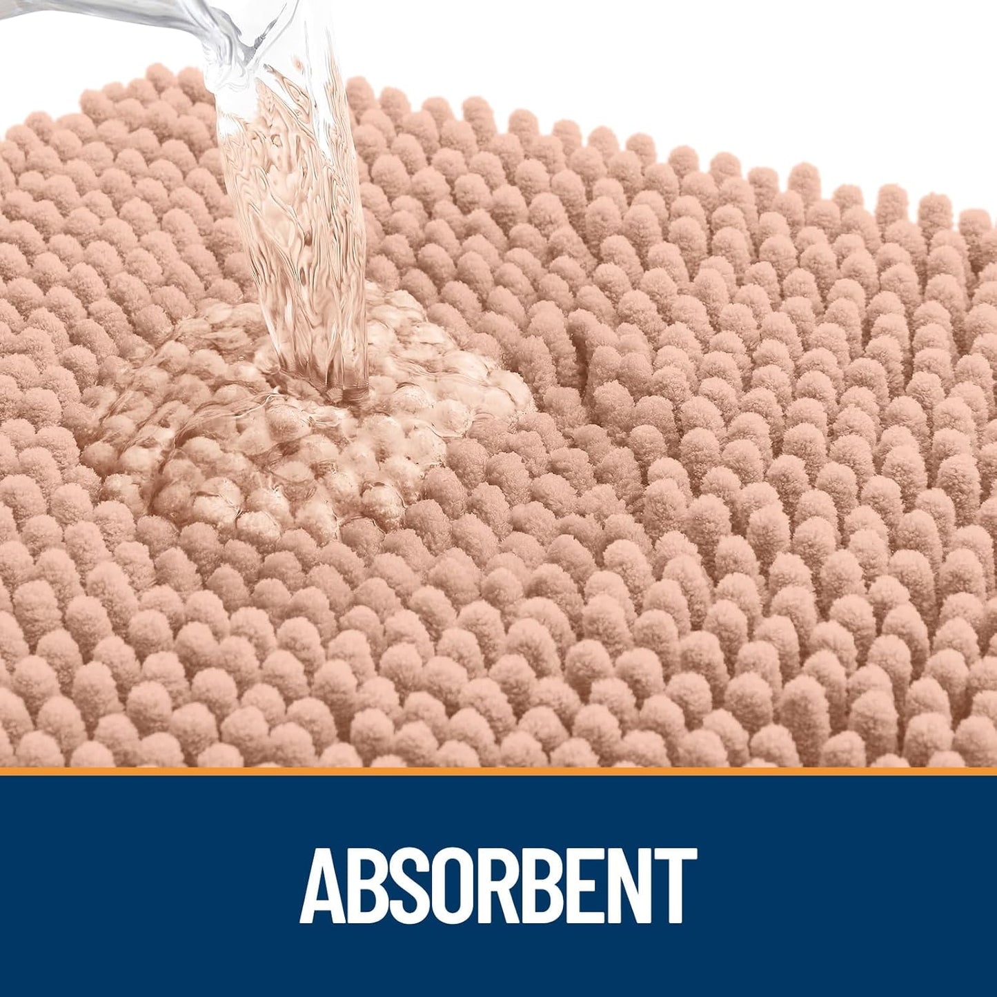 OLANLY Dog Door Mat for Muddy Paws 70x35, Absorbs Moisture and Dirt, Absorbent Non-Slip Washable Doormat, Quick Dry Chenille Mud Mat for Dogs, Entry Indoor Entryway Carpet for Inside Floor, Peach