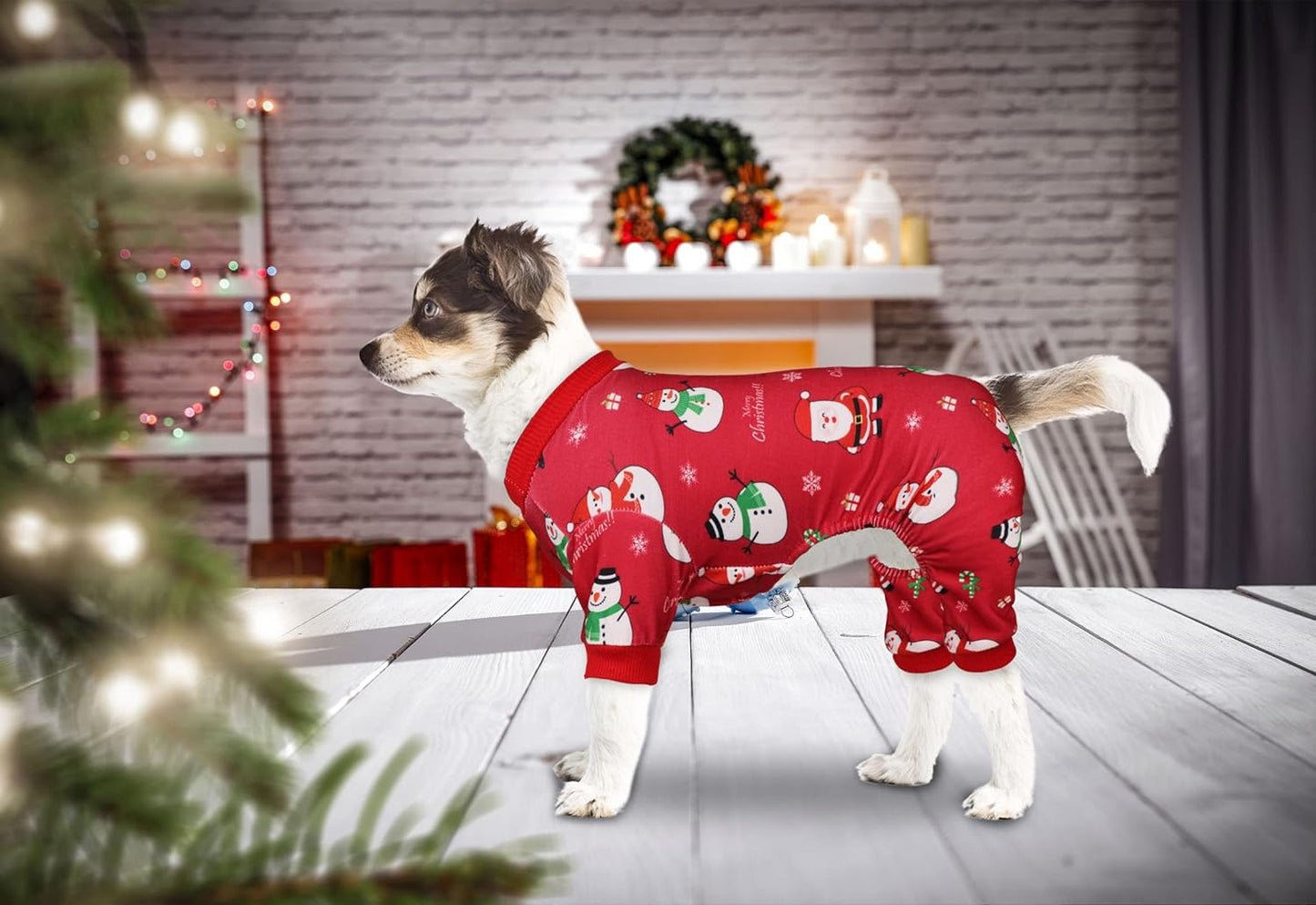 Dog Christmas Pajamas Snowman Pet Clothes Costumes Pjs Stretchy Funny Costumes Pet Outfit Dog Pajamas for Small Dogs Puppy Cat(XS)