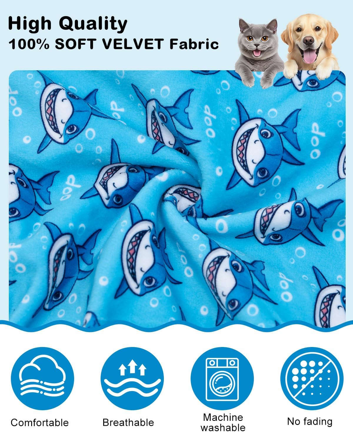 CuteBone Shark Costume Dog Pajamas, Stretchy Spandex Crystal Velvet Sleepwear Coat for Small Dogs, Soft & Warm Pet Outfit Clothes for Cold Weather, Cozy Pullover Design COSP07-3XL