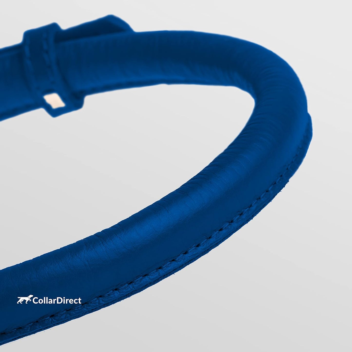 CollarDirect Rolled Leather Dog Collar, Soft Padded Round Puppy Collar, Handmade Genuine Leather Collar Dog Small Large Cat Collars 13 Colors (13-16 Inch, Deep Blue Textured)