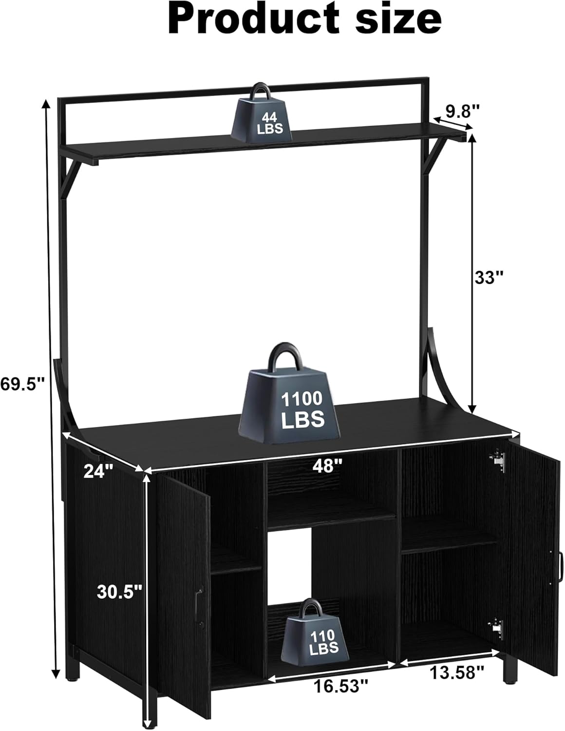 GDLF Reptile Tank Stand Terrarium Stand with Cabinet for Accessories Storage 48" X 24" Tabletop Fits up to 120 Gallon Bearded Dragon, Reptile Terrarium,Turtle Tank