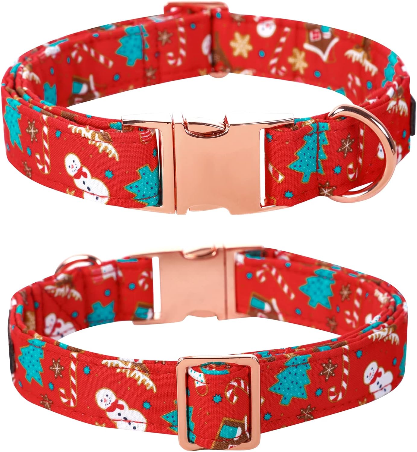 Lionet Paws Christmas Dog Collar with Flower, Dog Flower Collar with Metal Buckle for Dogs, Adjustable Comfortable Dog Collar Girl Gift, M, Neck 13.5-22 in