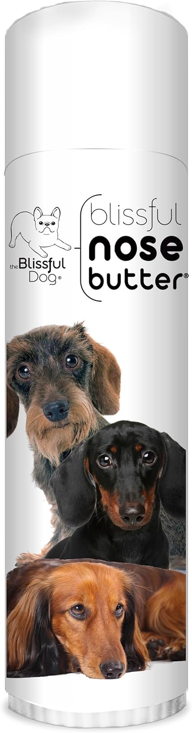 The Blissful Dog Daschund Nose Butter for Dry, Cracked Skin, Lick-Safe Dog Nose Balm with Moisturizing Shea Butter, Almond, Olive, and Essential Oils, Pet Supplies, Uncented, 0.50 oz.