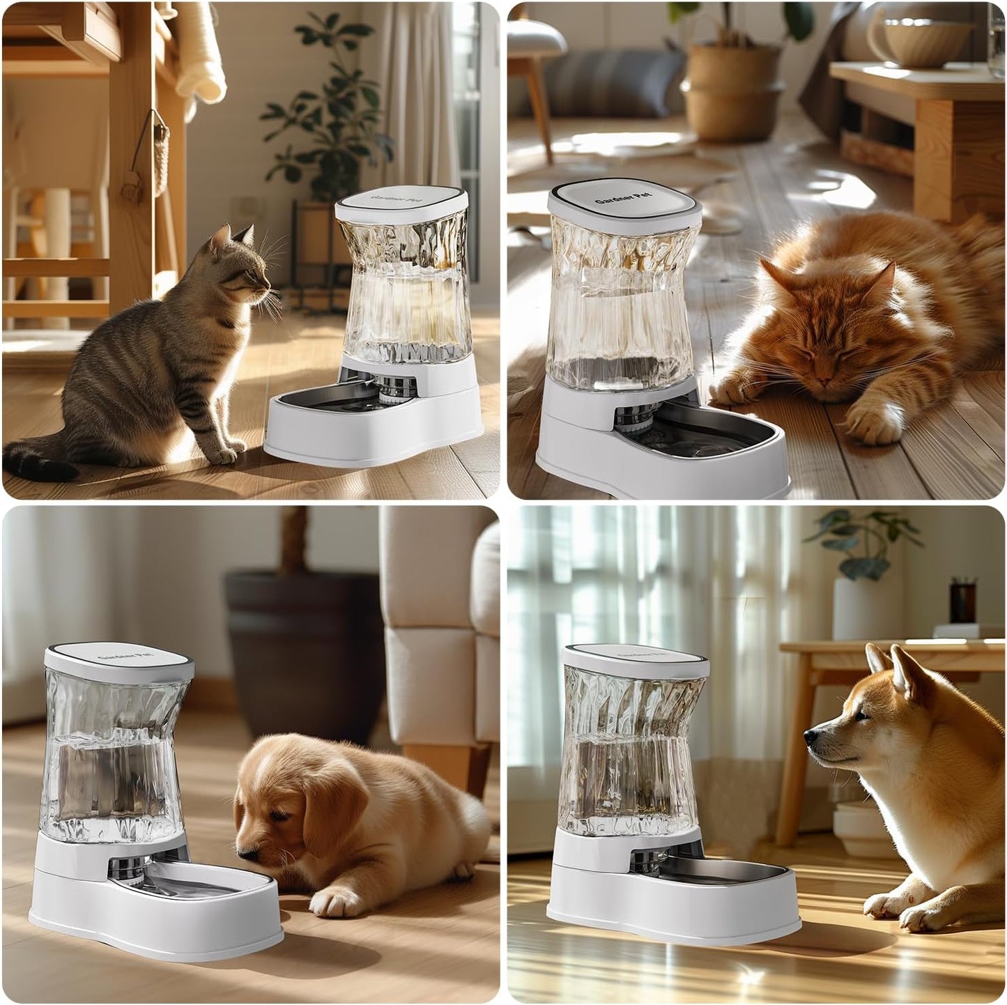 Gardner Pet Automatic Dog Water Dispenser Gravity Stainless Steel Water Waterer Feeder, 100% BPA-Free Large Capacity Water Feeding Bowls for Medium & Large-Sized Dogs Cats Other Pets -(1 Gallon)