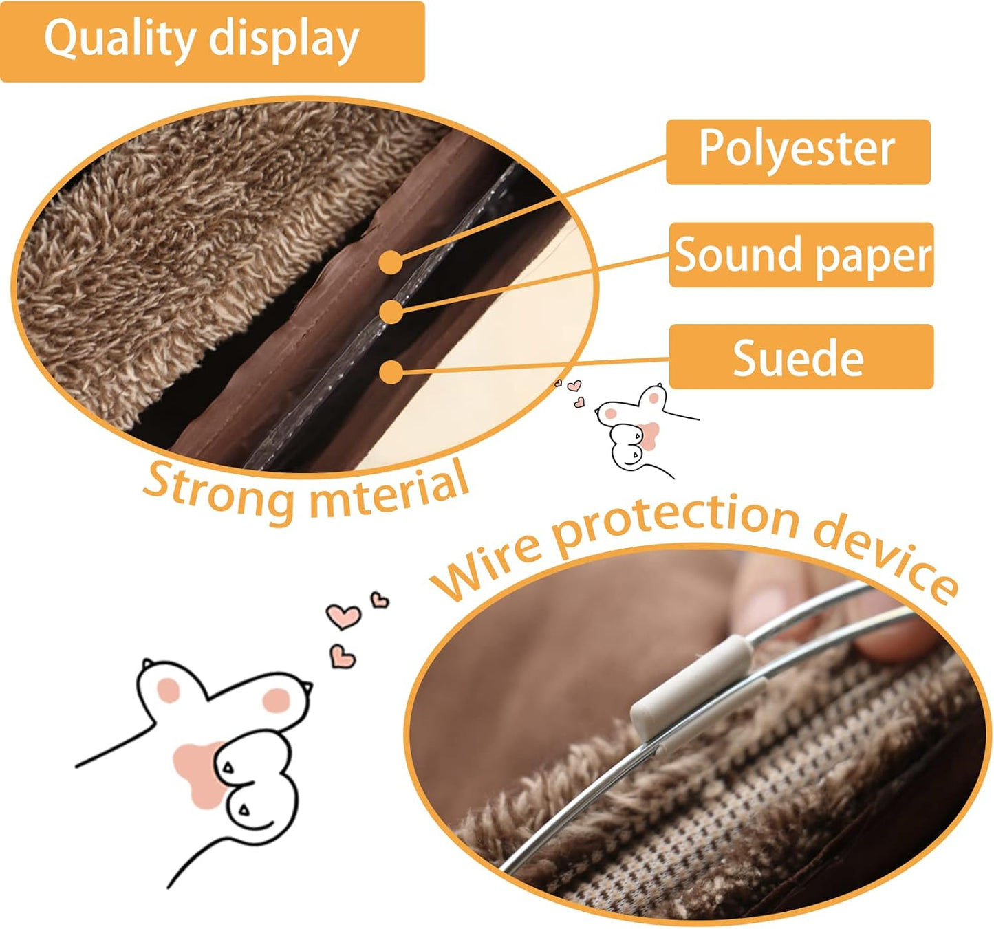 Cat Tunnel for Indoor Cats, 51×12 inch Foldable Big Cat Tunnel, Brown Suede Pet Tunnels with Two Peepholes and a Bubble Ball