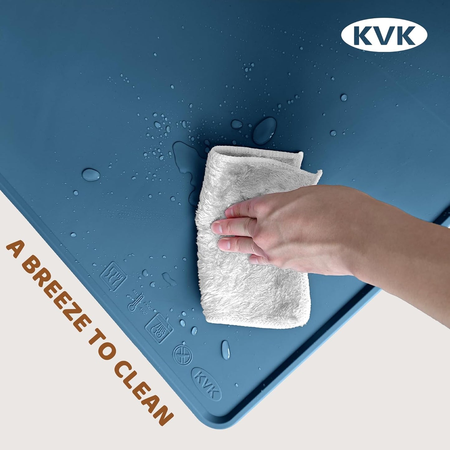 KVK Dog Food Mat, 39.4×29.5in Extra Large Silicone Pet Feeding Mat - Waterproof, Non - Slip, Chew - Resistant for Food & Water, Protect Floors (Royal Blue)