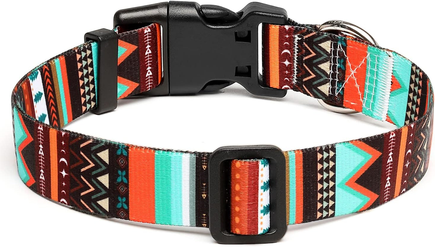Mercano Adjustable Dog Collar - Special Design Patterns, Soft Nylon Comfortable Durable Pet Collar for Small Medium Large Dogs (XS, Tribal Green)