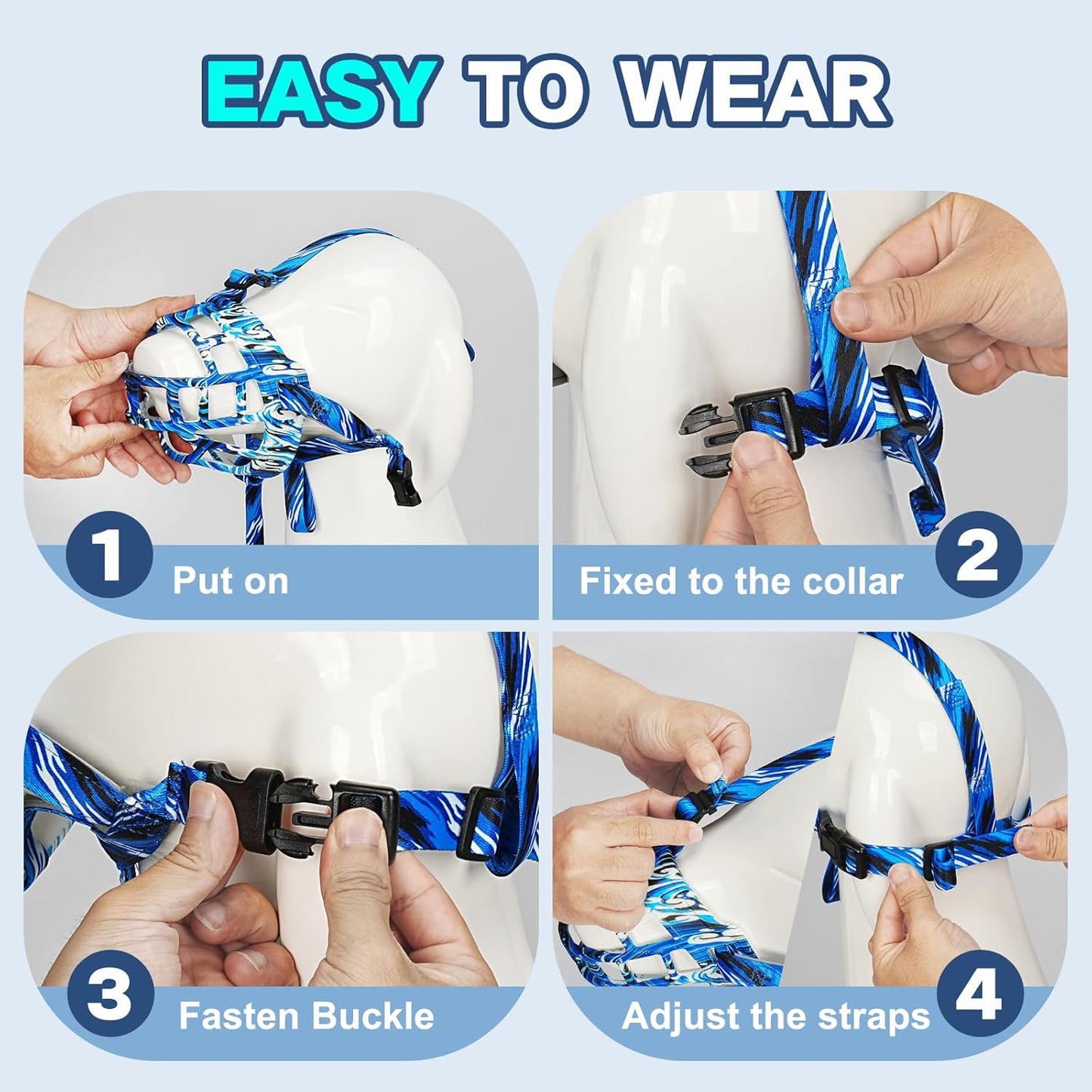 Basket Muzzle to Prevent Biting, Dog Muzzle for Large Medium Small Dogs Allows Panting Drinking Anti Chewing, Perfect for Grooming Trimming Training and Aggressive Reactive Dogs (Blue, Size 3)