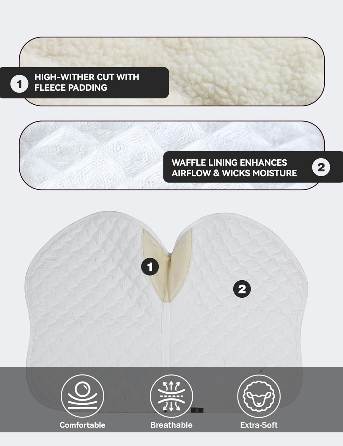 Close Contact Non-Slip Design Horse Riding Pad Moisture-Wicking Shock Absorbing English Saddle Pad for Horses