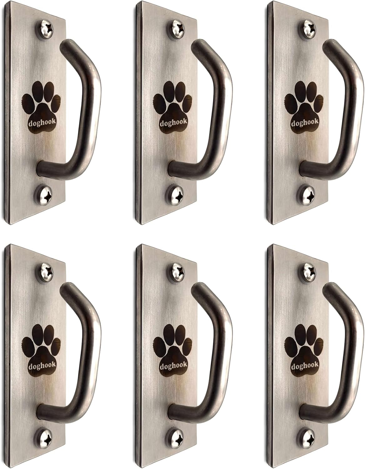 Canine Hitch- Secure Dog Leash Parking Mounted Indoor – Outdoor Wall Hook - Tie Out Stainless Steel Practical Lead Management for Home & Business, Standard Size 6 Pack