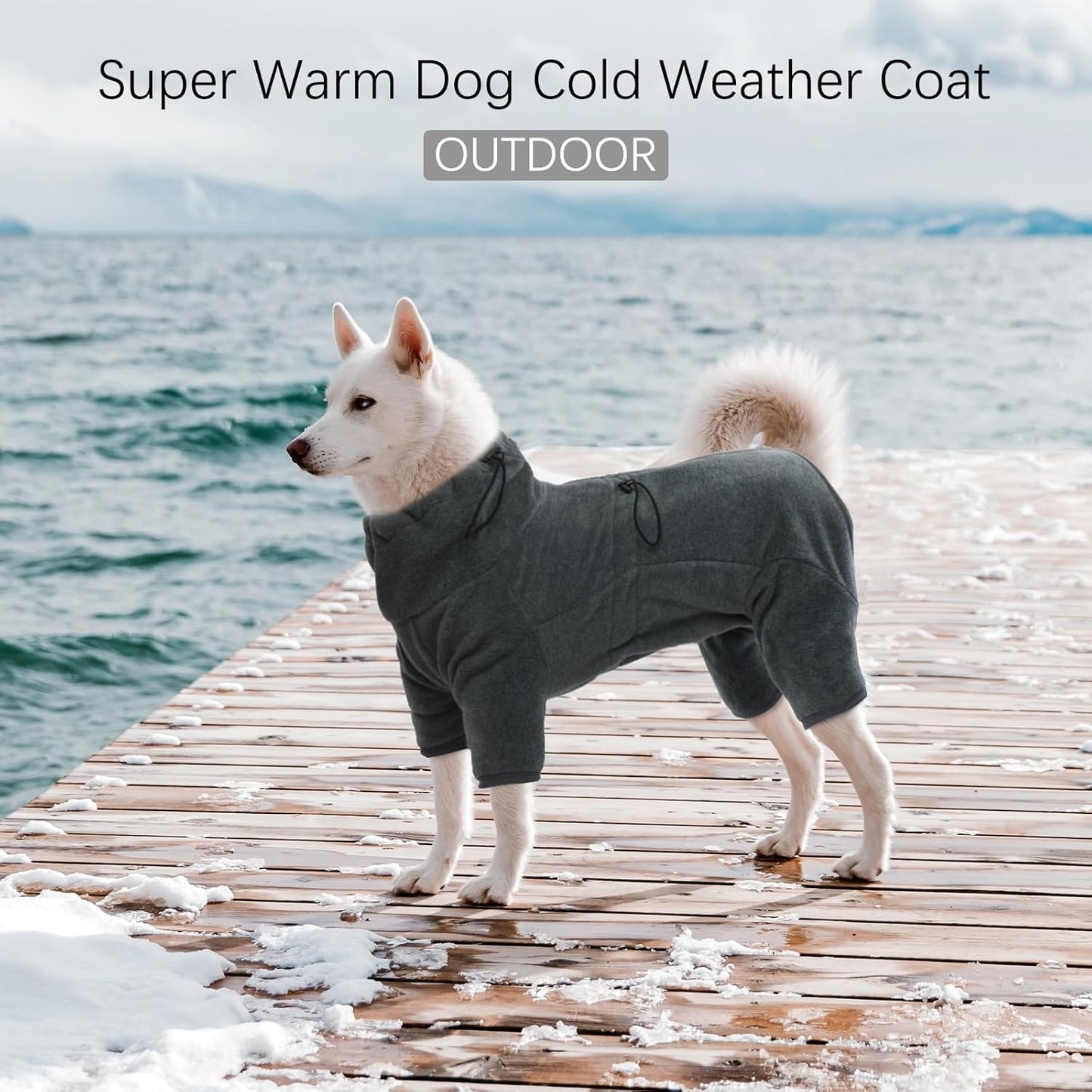 ROZKITCH Dog Jumpsuit for Large Dogs, Pet Windproof Warm Cold Weather Jacket Vest Cozy Jumpsuit Apparel Outfit Clothes for Small Medium Large Dog Walking Hiking Sleep Grey L