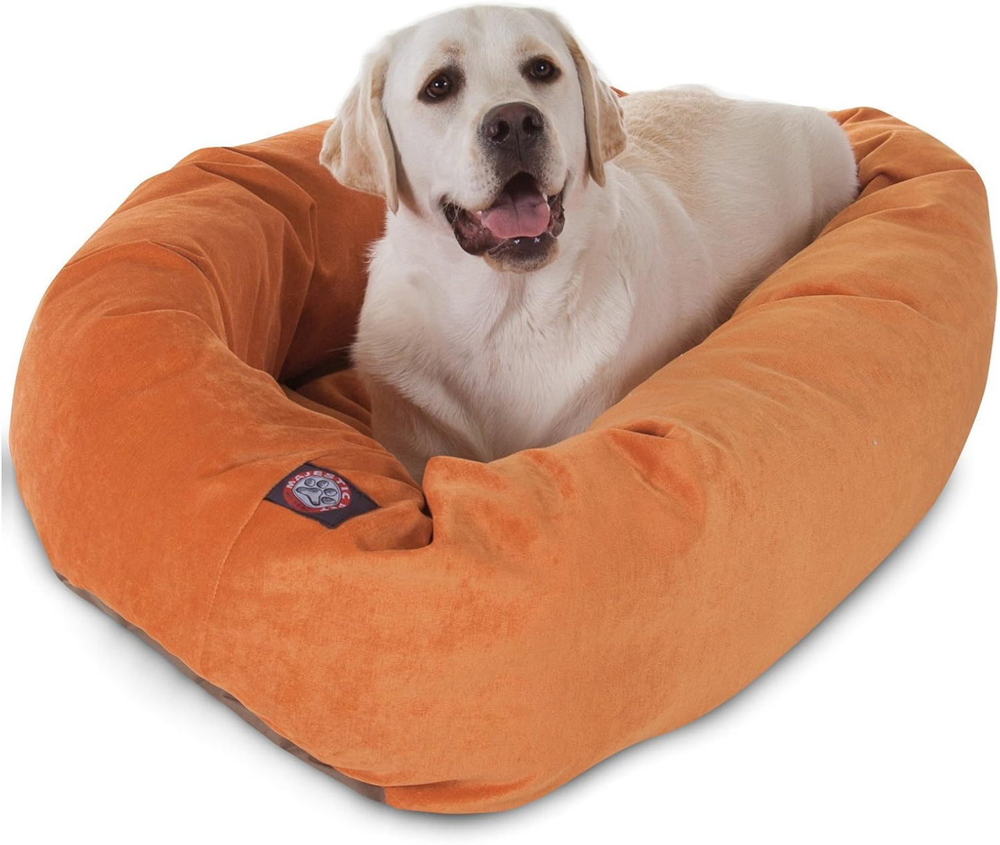 Majestic Pet Storm 24" Micro Velvet Dog Bed, Soft Round Pet Bed with Spine Support, Water Resistant, Machine Washable, 24x19x7 (inch) - Small