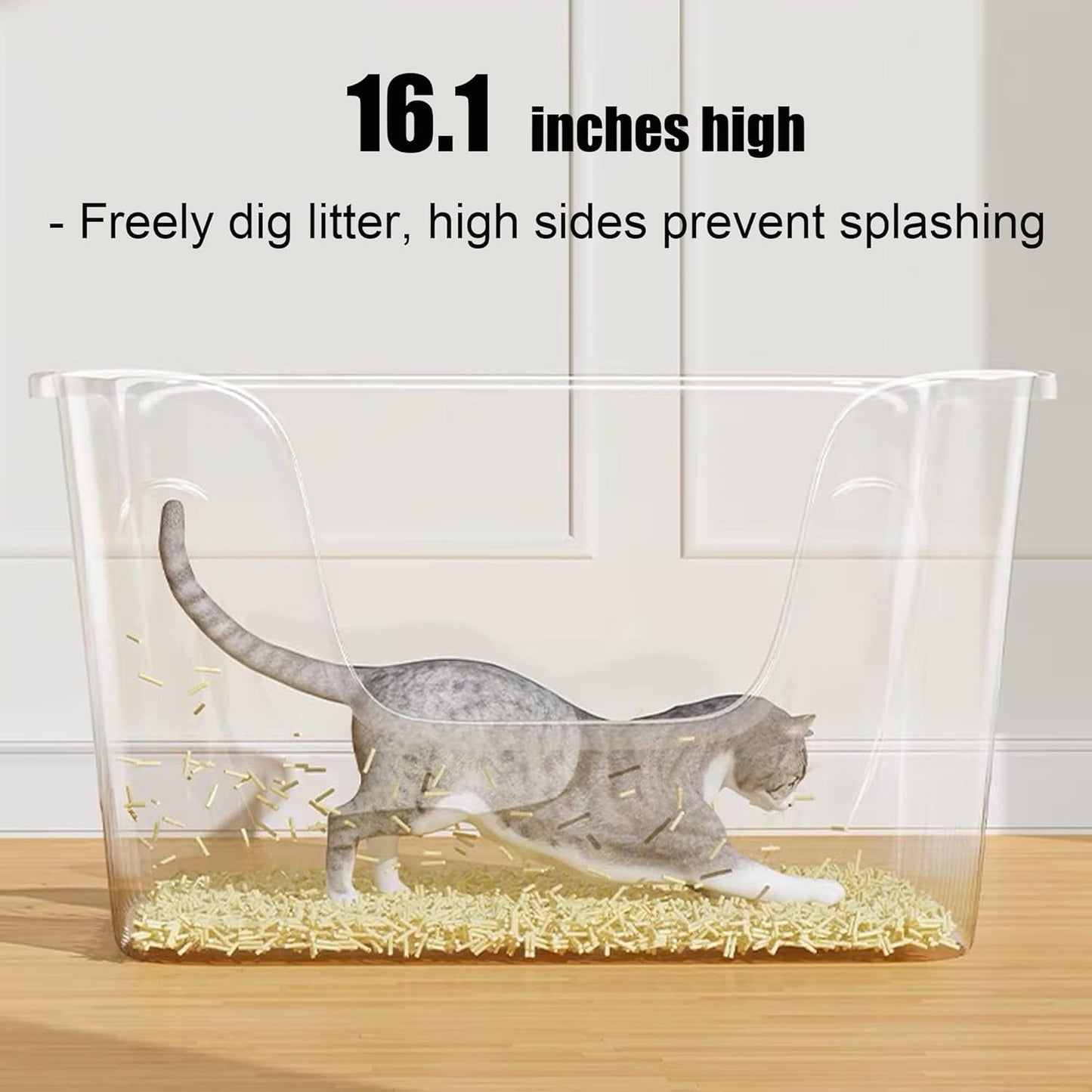 Vealind XXL Cat Litter Box 31''×21''×16'', Extra Large Litter Box for Big Cats or Multiple Cats, Jumbo High Sided Litter Pan, Leak-Proof & Anti-Splashing, Easy Clean & Durable (Green)