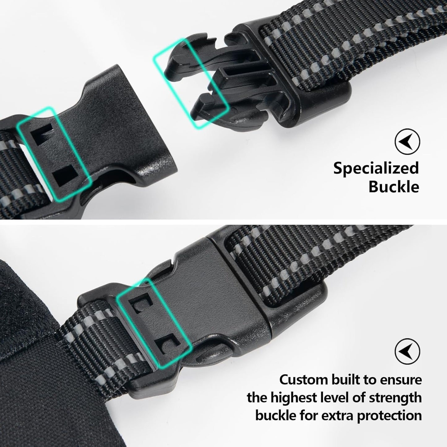 PHOEPET 2019 Upgraded No Pull Dog Harness, Reflective Adjustable Vest, with a Training Handle + 2 Metal Leash Hooks+ 3 Snap Buckles +4 Slide Buckles(L, Black)