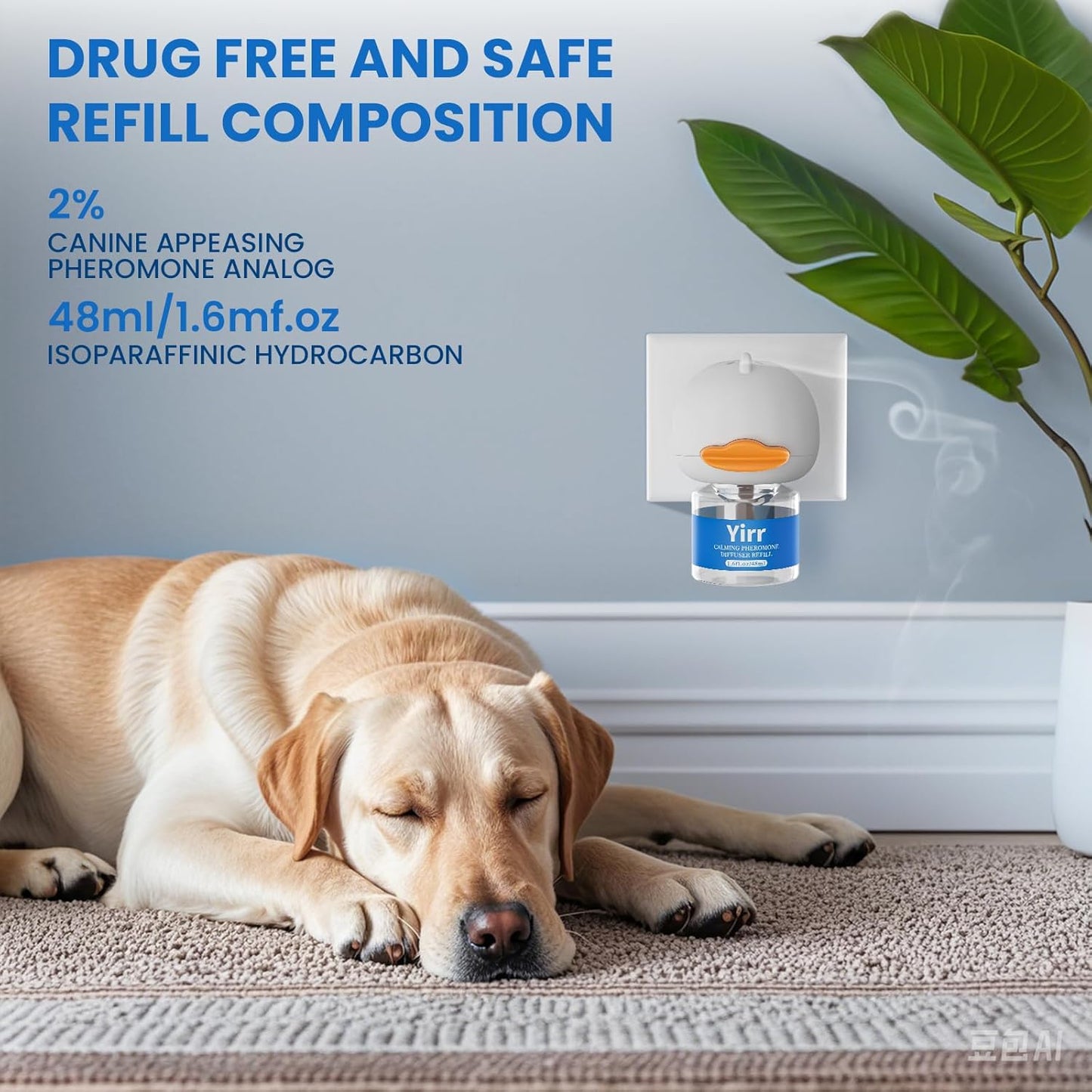 Dog Calming Diffuser, 6 in 1 Dog Pheromones Calming Diffuser, Relaxing Pheromone for Dogs Relief Stress Anxiety Reduce Aggression Barking, Help Train Dog to Pee, 2 Diffuser 4 Refill(48ml)