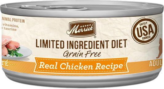 Merrick Limited Ingredient Diet Premium Grain Free And Natural Canned Pate Wet Cat Food, Chicken Recipe - (Pack of 24) 5 oz. Cans