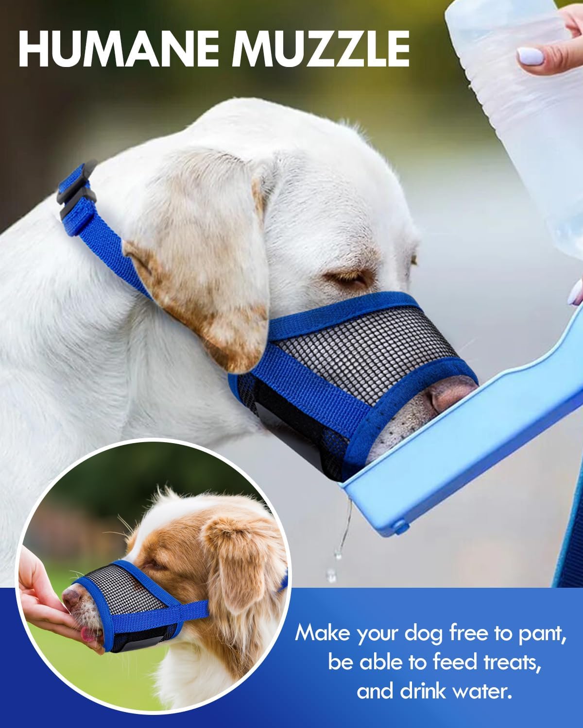Dog Muzzle, Soft Air Mesh Muzzle for Small Medium Large Dogs Anti Biting Barking Chewing, Breathable Drinkable Adjustable Loop Pets Muzzle for German Shepherd Husky Labrador Retriever (Blue,L)