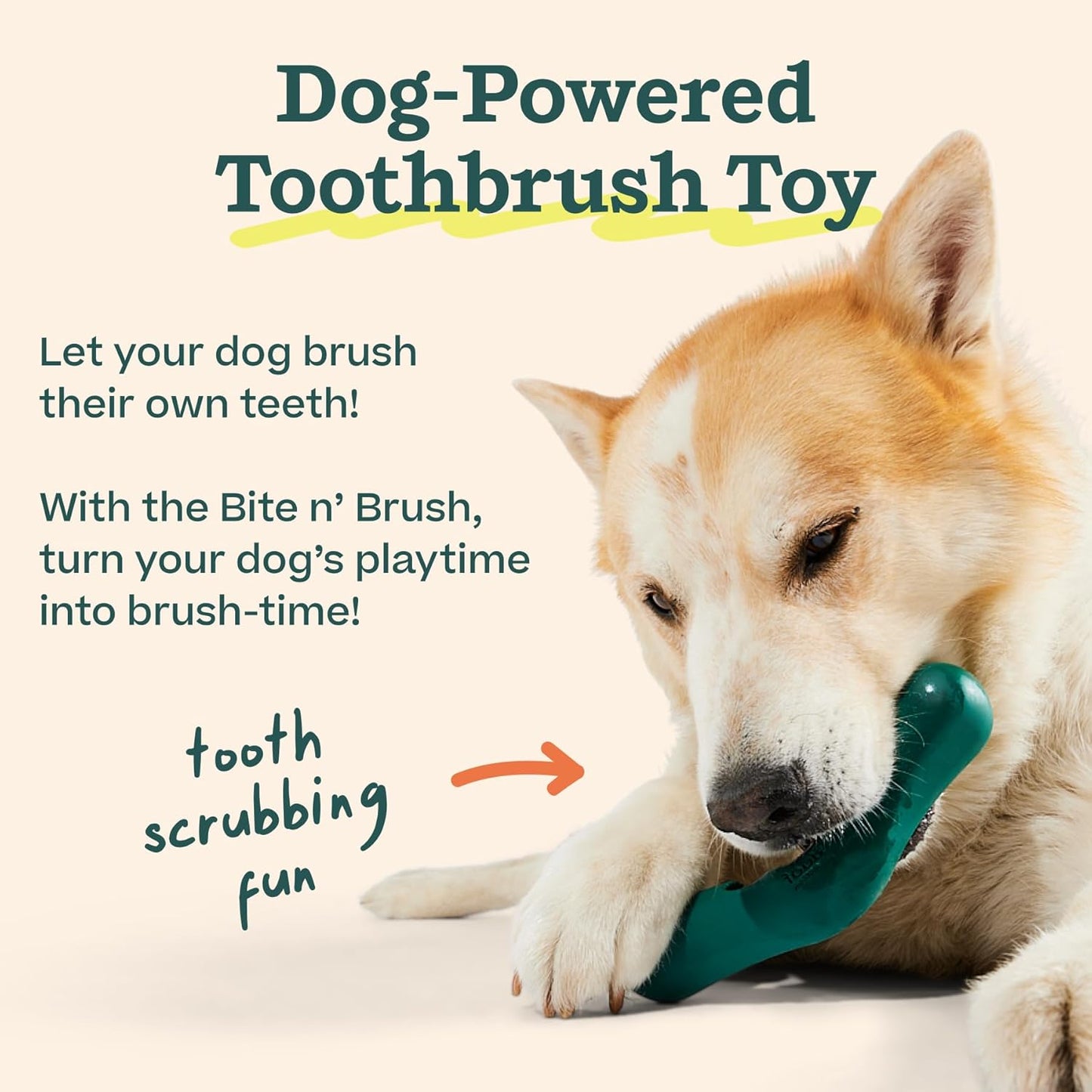 WOOF - Bite n' Brush Refills for The Dog Toothbrush Toy - Scrub Plaque and Tartar from Your Dog's Teeth and Mouth - Dog Dental Chew Toy Treats - Approximately 16 Refills - 2 Pack