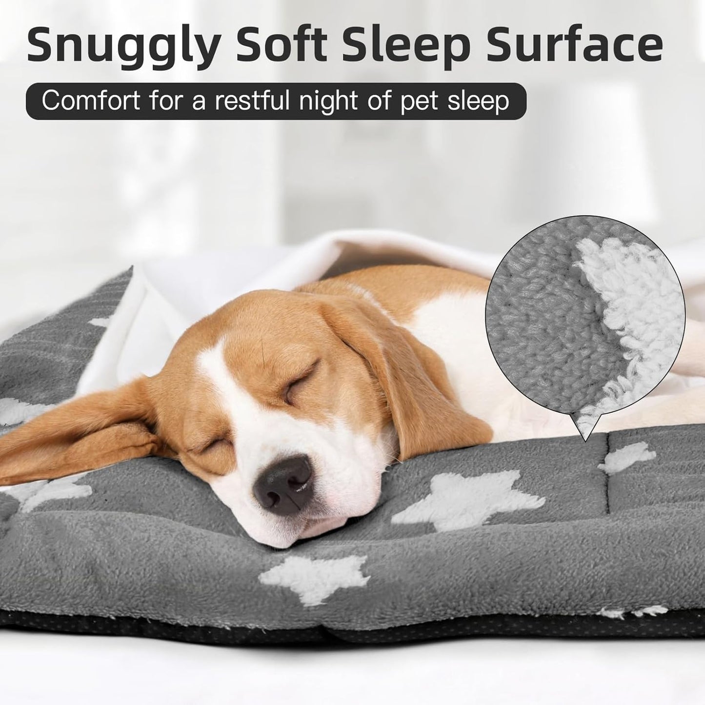 Mora Pets Dog Crate Pad Dog Kennel Bed Mat for Large Dogs Washable Cute Star Pet Bed for 36 inch Cage Ultra Soft Flat Puppy Cat Cushion for Cozy Sleeping Anti-Slip Grey 36 x 23