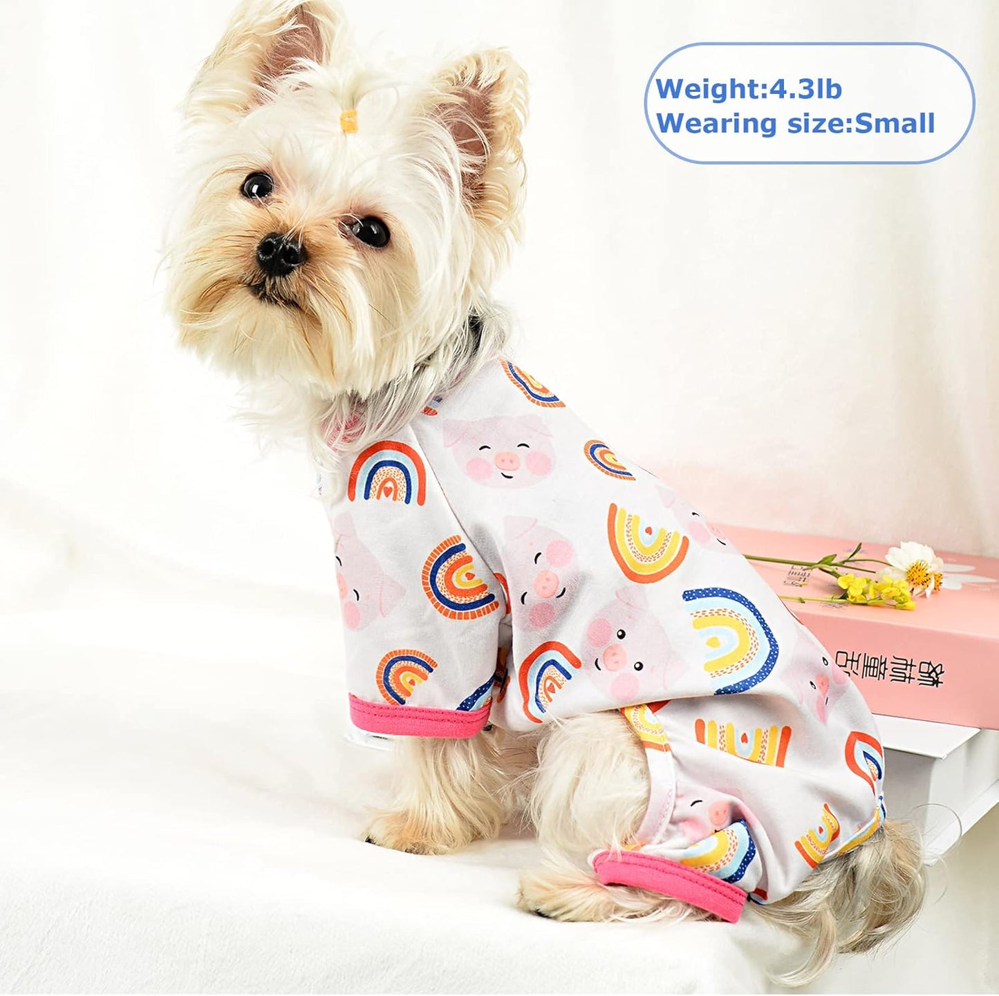 Pink Dog Pajamas Cute Dog Clothes Pet Pjs Onesies Girl Dog Pajamas for Small Dogs Summer Pet Outfits Appeal Jumpsuits, Small