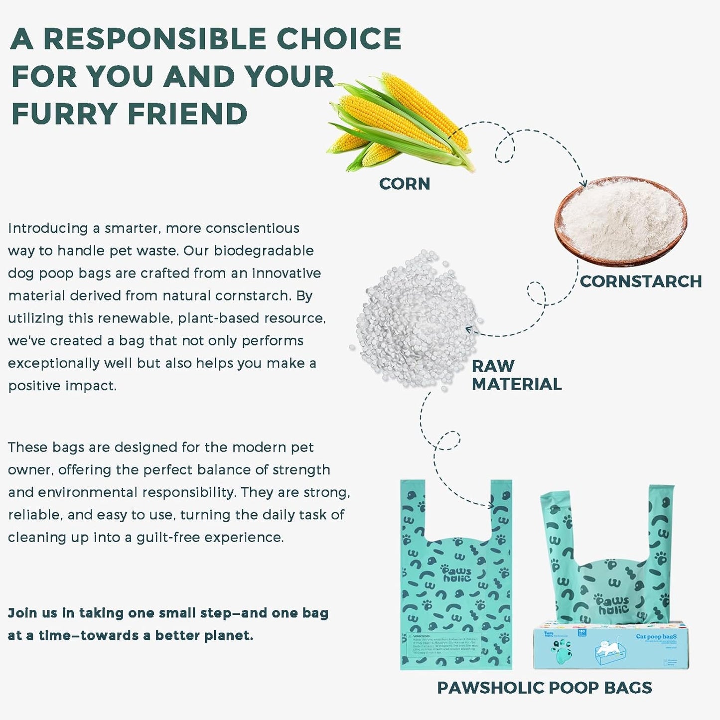 Poop Bags for Dog and Cat - Biodegradable 100% Leak-Proof Pet Waste Bags with Handle, 180 Count, Cornstarch Based Extra Thick, for Dog Poop and Cat Litter Disposal (Unscented)