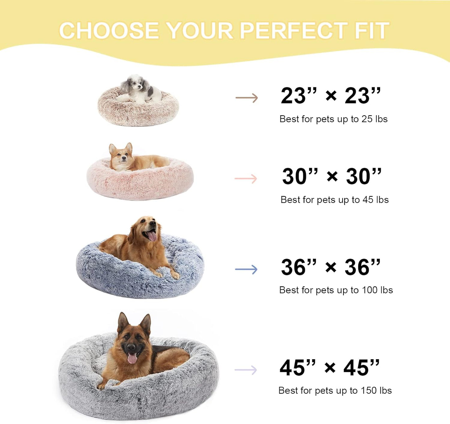 Bedfolks Calming Donut Dog Bed - 30" Round Plush for Medium Dogs, Anti-Anxiety, Machine Washable (Brown, Medium)