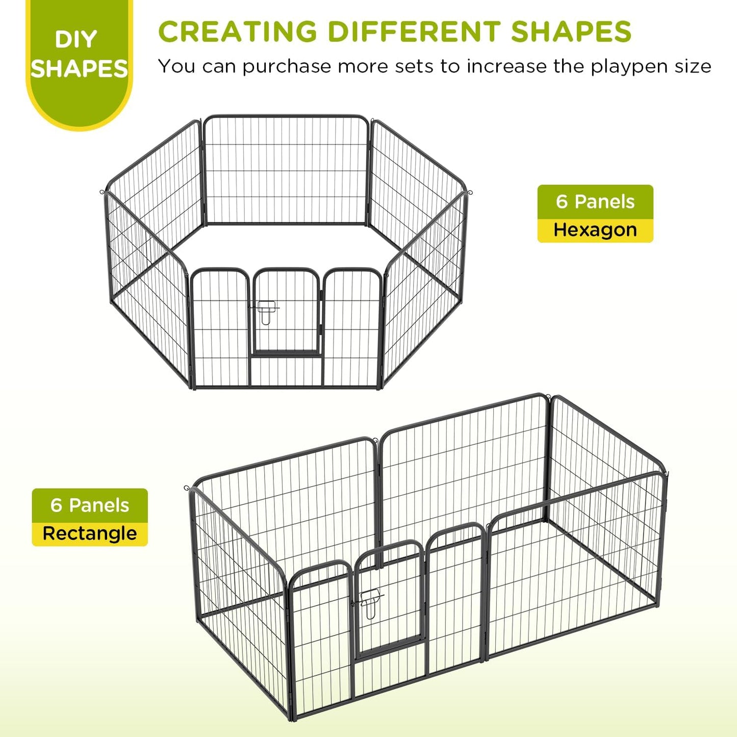 BestPet | Dog Playpen | 24 Inch, 6 Panels | Heavy Duty Metal Pet Exercise Pen | Indoor Outdoor Fence Panels | Rust-Resistant, Removable, Tool-Free Setup | Anti-Skid, Expandable Design