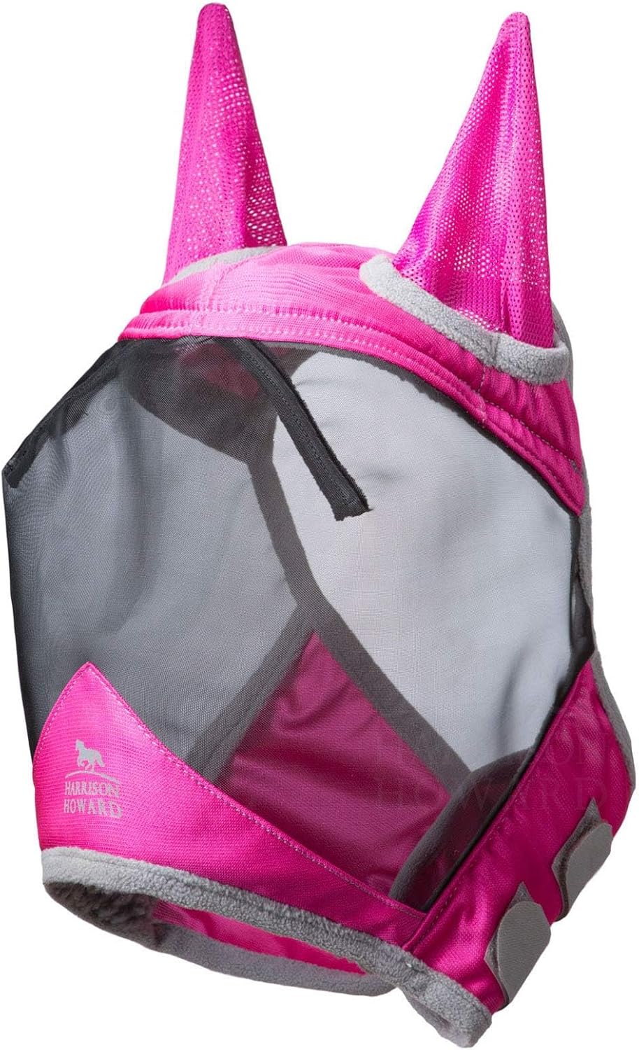 Harrison Howard CareMaster Pro Luminous Horse Fly Mask Standard with Ears UV Protection for Horse Flamingo M Cob