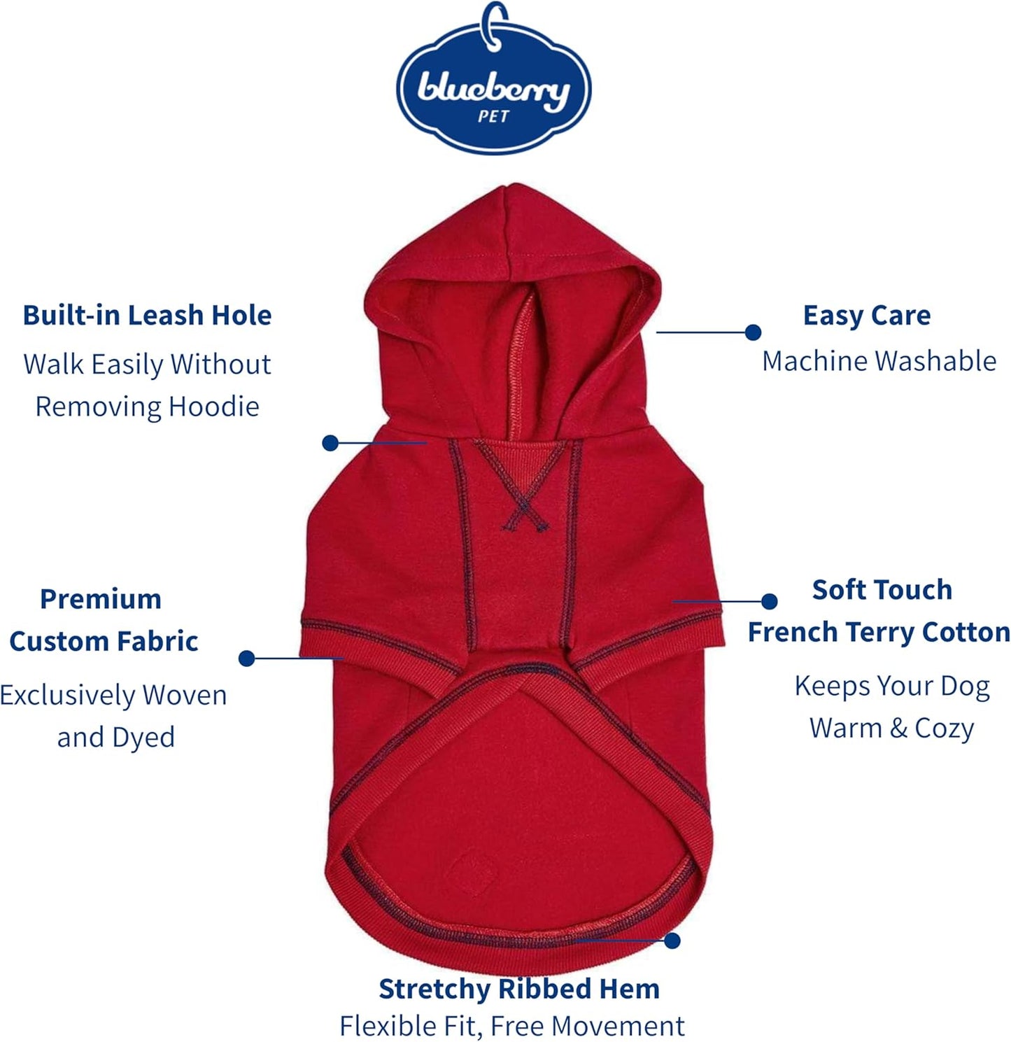 Blueberry Pet Essentials Hoodie – 10″ Soft Cotton‑Blend Mid‑Weight Sweatshirt with Hood, Award‑Winning Small‑Dog Jacket