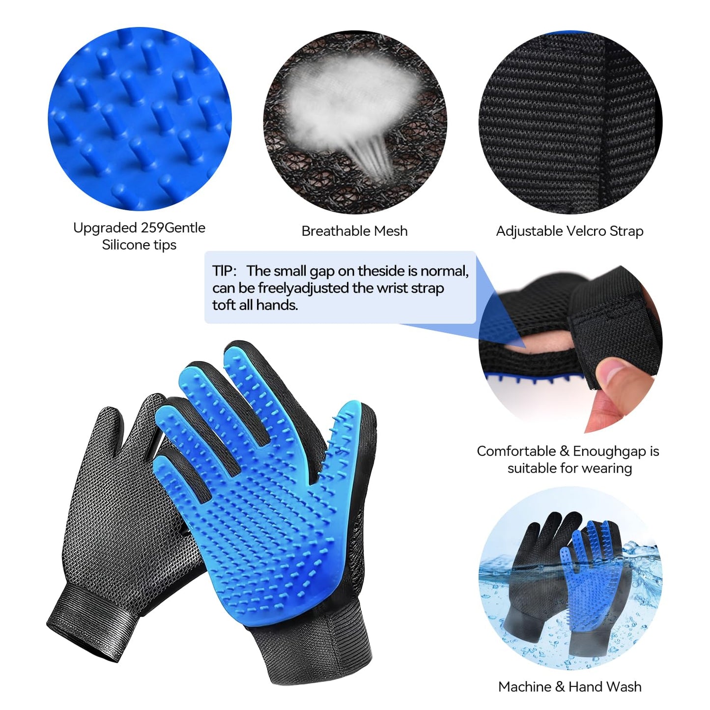 Dog & Cat Brush,Pet Grooming Kit 4PCS- Dog Brush for Shedding| A Pair Pet Hair Removal Gloves| Metal Comb for dog.Removes Undercoat, Loose Hair, Tangled, Dirt and Massages. All hair Types