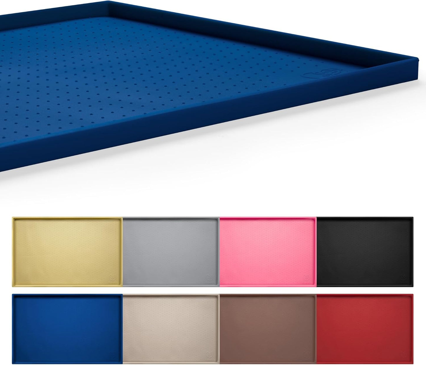 Hubulk Dog Feeding Mat,100% Waterproof Food Grade Silicone Pet Food and Water Bowl Placemat,Dishwasher, High Raised Edge to Prevent Spills,Nonslip Tray to Stop Messes on Floor (24"x16"x0.5", Navy)