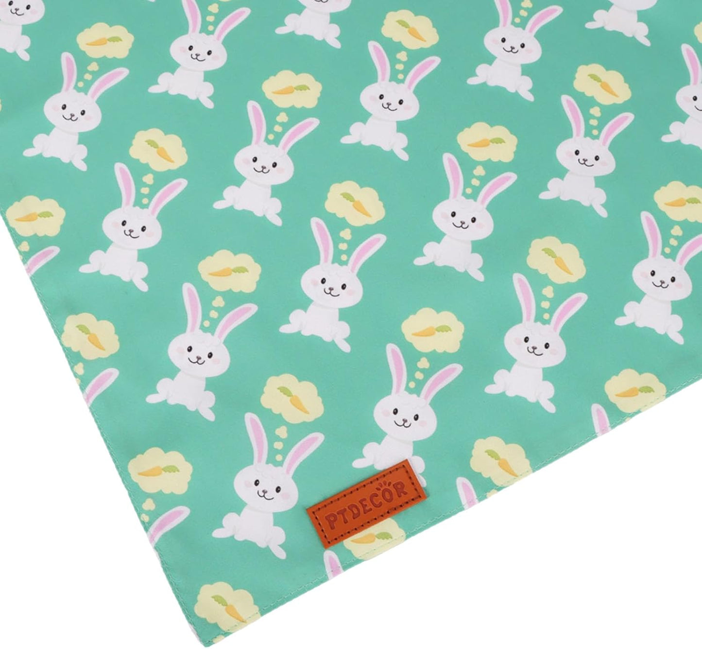 PTDECOR Easter Dog Bandana, Green and Yellow Rabbit Carrot Reversible Holiday Dog Scarf, Multi Size, Triangle Pet Easter Bandanas for Medium Large Dogs Pets (Large)