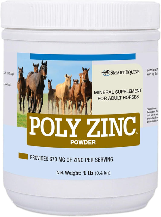 Uckele by SmartEquine Poly Zinc Powder | Zinc Supplement for Horses | Hoof Care Vitamins and Minerals | Supports Bone and Hoof Wellness | Equine Skin Coat Supplement | 1 lb